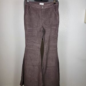 REVEROF Corduroy Flare Pants Women's Brown Cowgirl Retro Western Size L